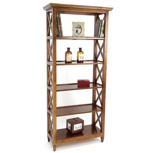 Bibliothèque Etagère Bois Massif Croisillon - Exotique