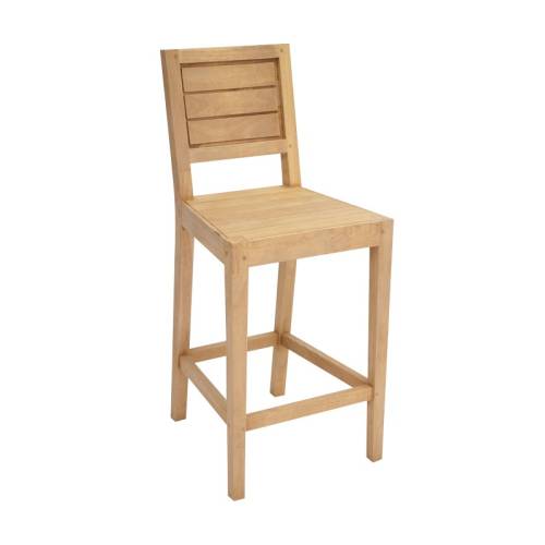Tabouret de Bar Avec Dossier en Bois Massif Moka - Contemporain
