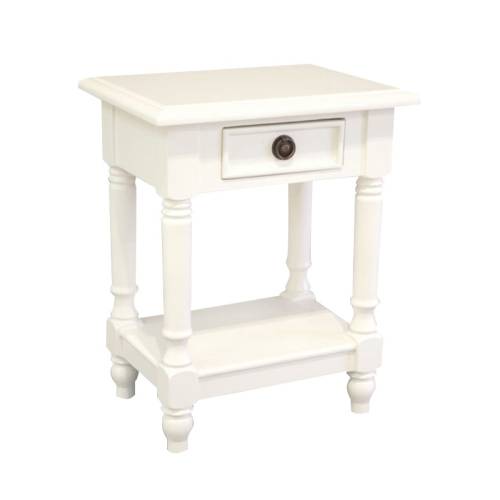 Table de Chevet Blanche Bois Massif Charme - Classique chic
