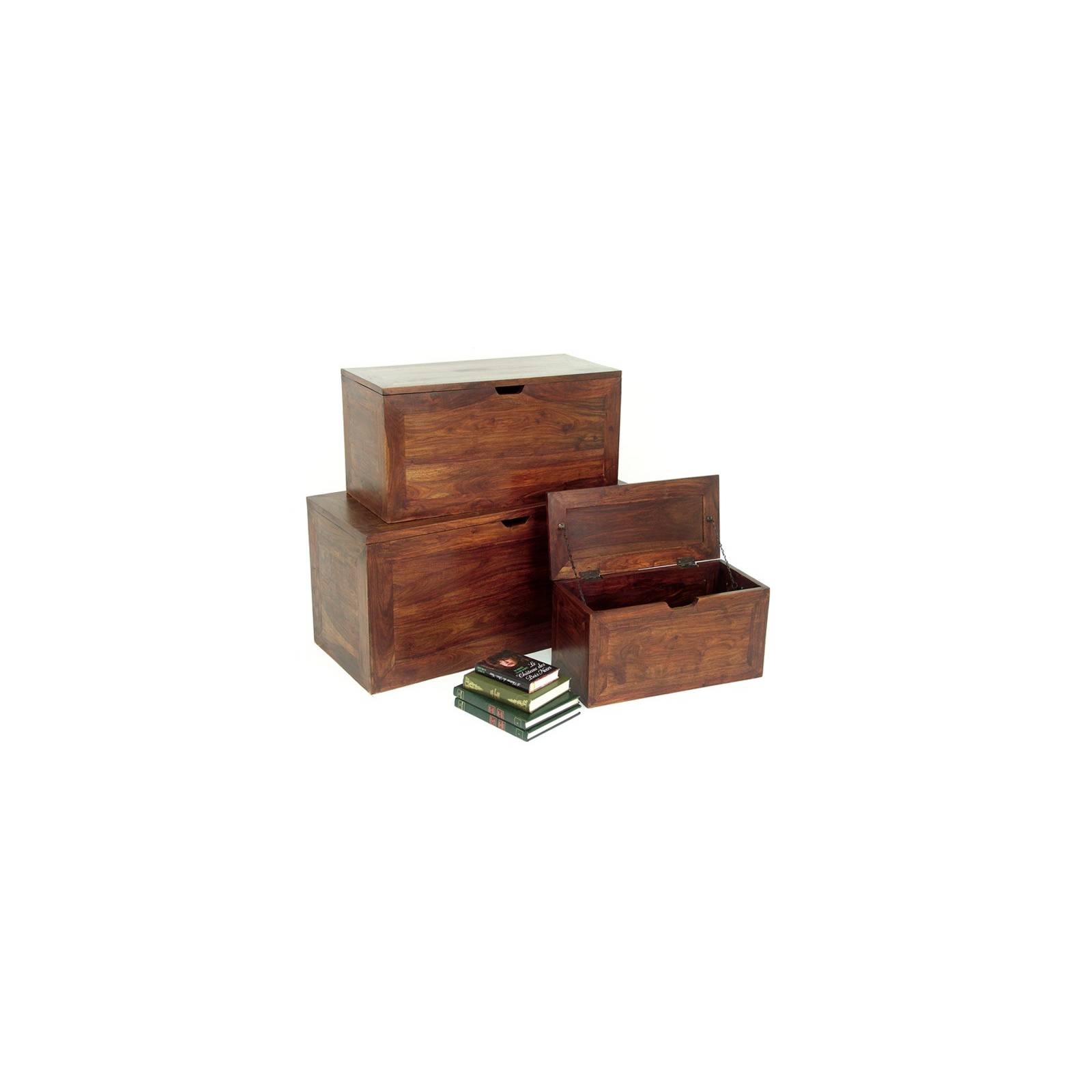 Coffre Gigogne Palissandre S/3 Zen - meubles bois exotique
