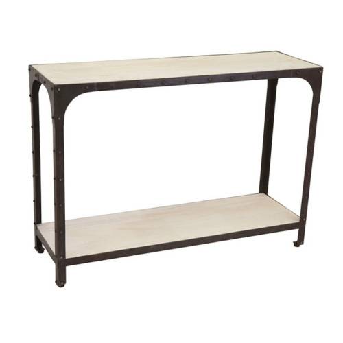 Console Blanc Cérusé Fer forgé et Palissandre Loft