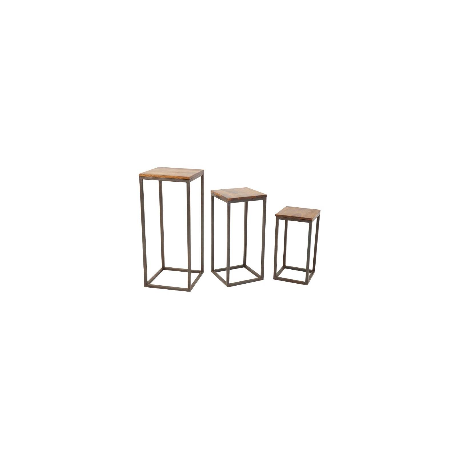 Sellette Set Loft Fer Forgé et Palissandre - meuble style industriel