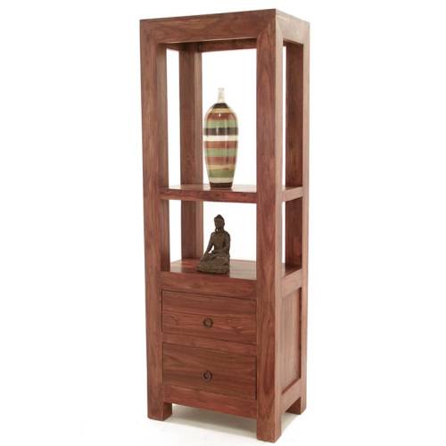 Colonne Etagère Tiroirs Palissandre Zen - meubles bois exotique