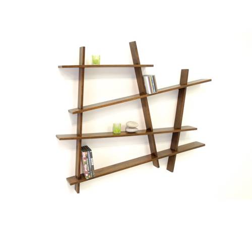 Étagère Murale Design Original en Bois Massif Oméga - Contemporain