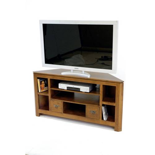 Meuble TV D'angle Bois Massif Oméga - Contemporain