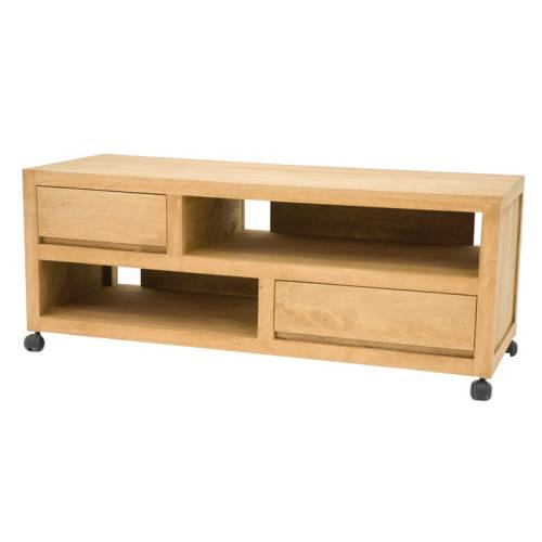 Meuble TV Avec Roulette Design Bois Massif Fjord - Contemporain