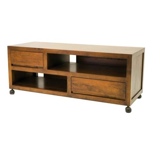 Meuble TV Avec Roulette Design Bois Massif Fjord - Contemporain