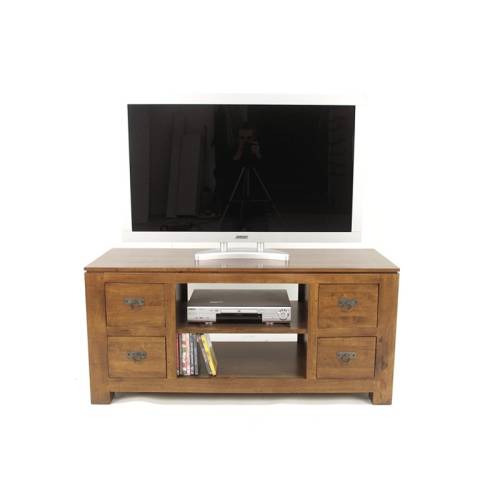 Meuble TV Minimaliste Bois Massif Oméga - Contemporain