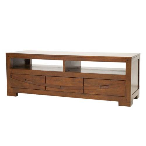Meuble TV 3 Tiroirs Bois Massif Horizon - Exotique