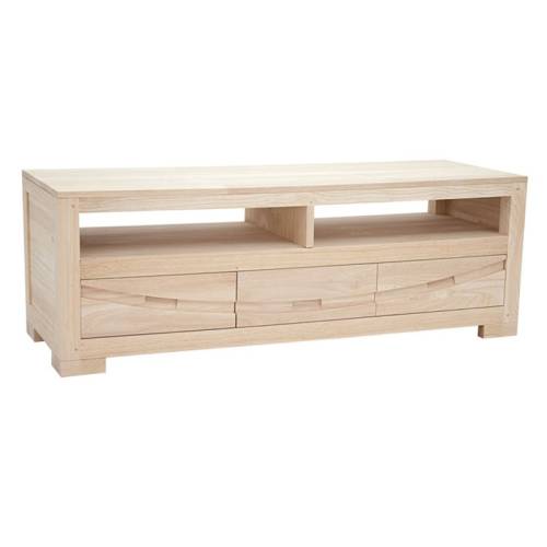 Meuble TV 3 Tiroirs Bois Massif Horizon - Exotique