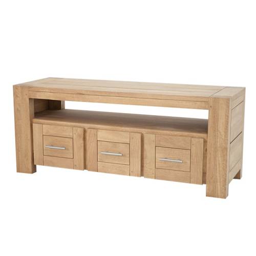 Meuble TV Design Bois Massif Moka - Contemporain