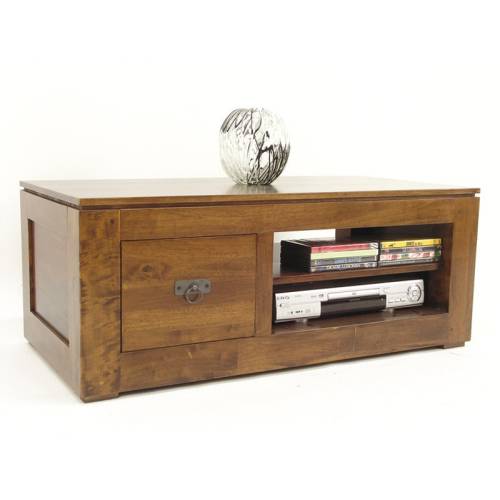 Meuble TV Avec Rangement Bois Massif Oméga - Contemporain