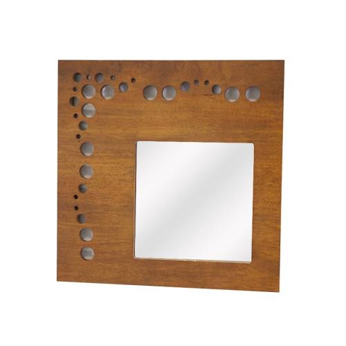 Miroir Carré Bois Massif Océania - Exotique