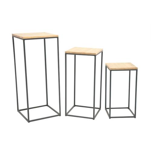 Set de Trois Sellettes Bois Massif Berlin - Industriel
