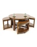 Table Basse + 4 Tabourets Omega Hévéa - meuble style design