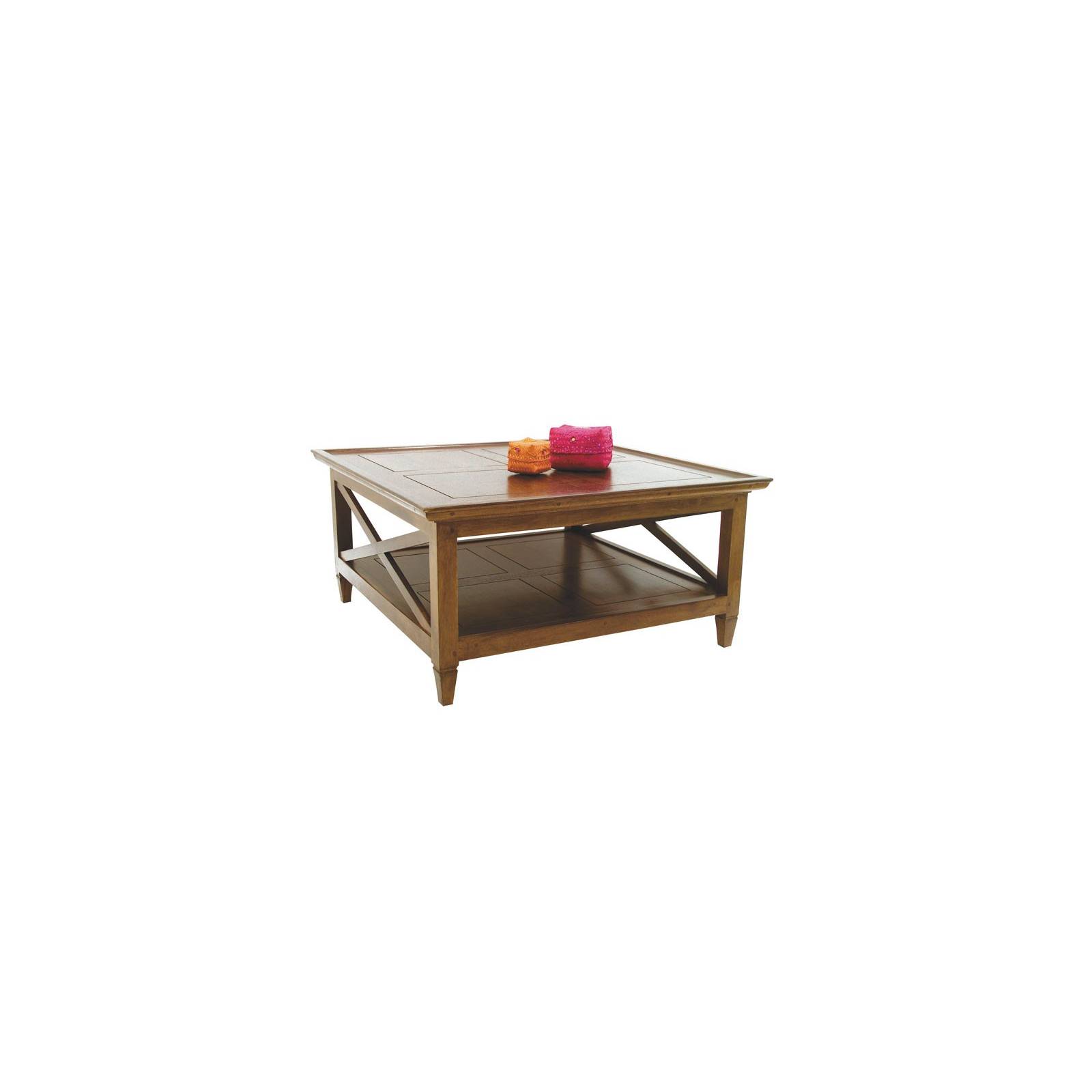 Table Basse Carrée Croisillon Hévéa - meuble style classique