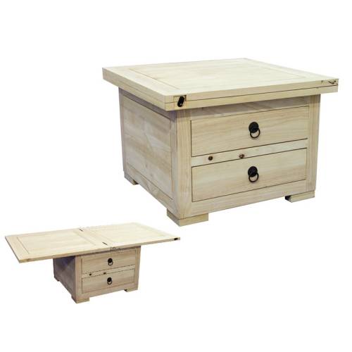 Petite Table Basse Carrée Bois Massif Chine - Exotique
