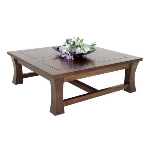 Table Basse Carrée Moderne Chine Hévéa - meuble bois exotique