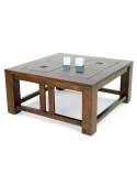 Table Basse Carrée Tanoa Hévéa - mobilier bois massif