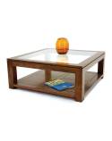 Table Basse Carrée Vitrée Omega Hévéa - meuble style design