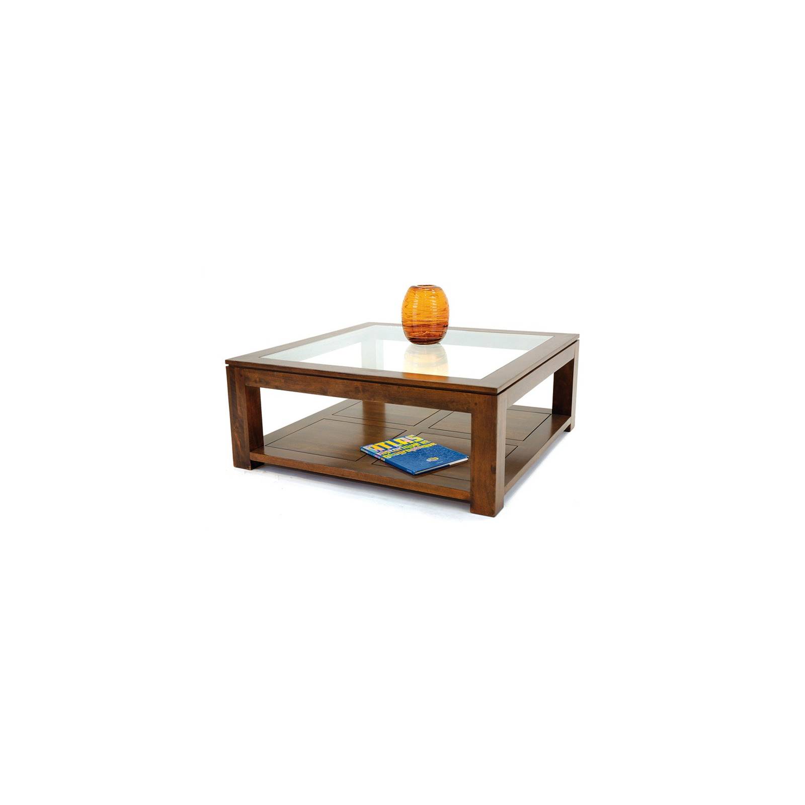 Table Basse Carrée Vitrée Omega Hévéa - meuble style design