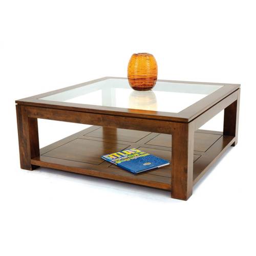 Table Basse Carrée Vitrée Omega Hévéa - meuble style design