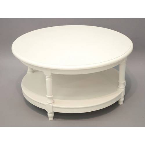 Table Basse Ronde Blanche Bois Massif Charme - Classique chic