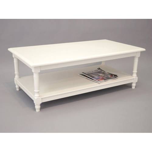 Table Basse Rectangulaire Blanche Bois Massif Charme - Classique chic