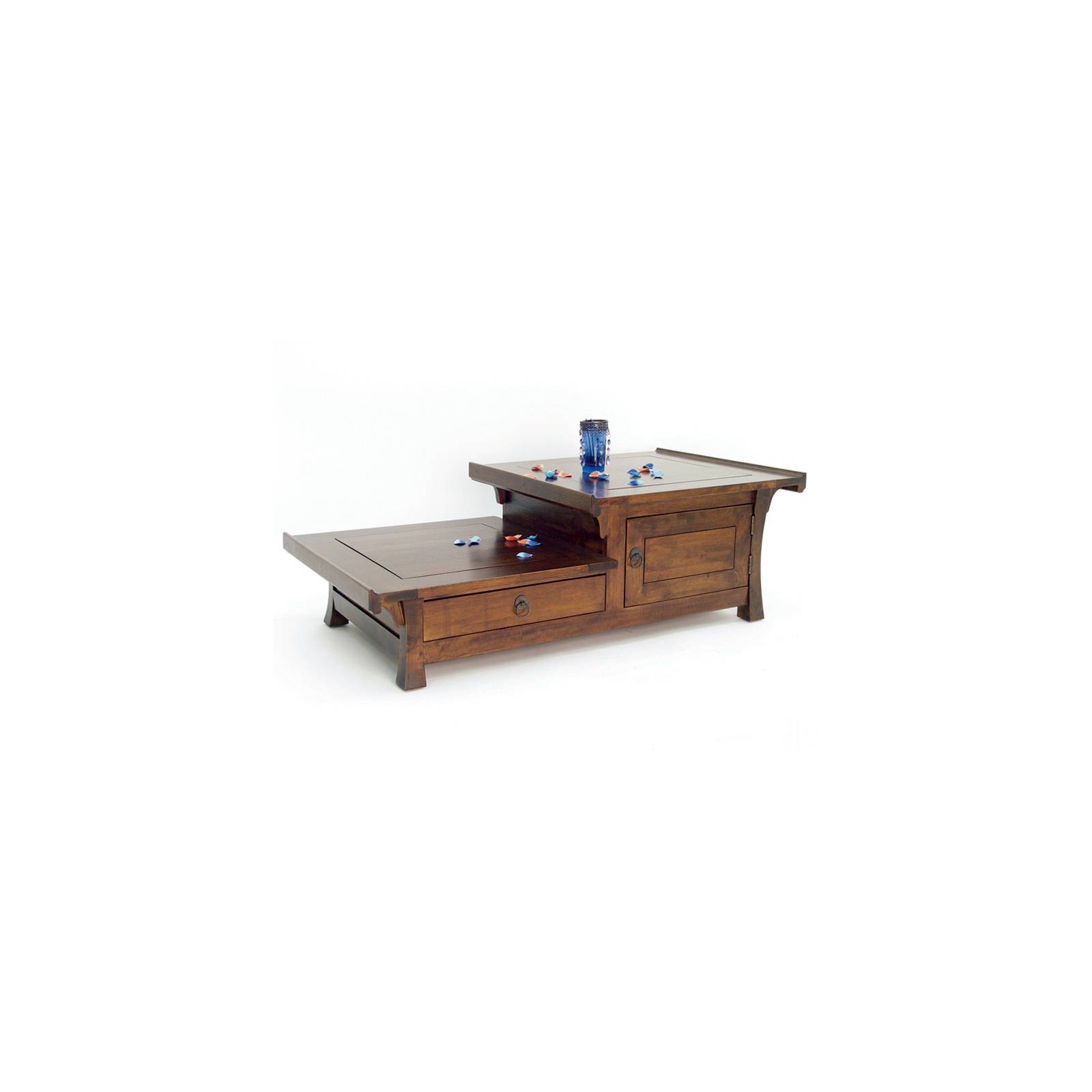 Table Basse Asymétrique Chine Hévéa - meuble bois exotique