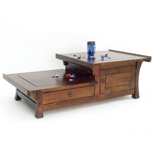 Table Basse Asymétrique Chine Hévéa - meuble bois exotique