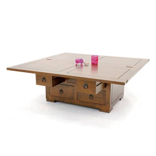 Table Basse Double Face Chine Hévéa - meuble bois exotique
