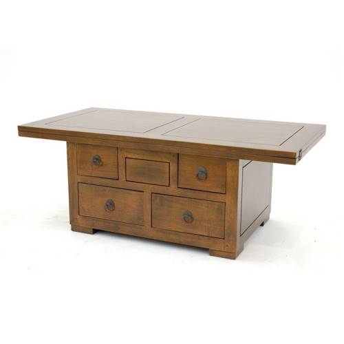 Table Basse Double Plateau Bois Massif Chine - Exotique