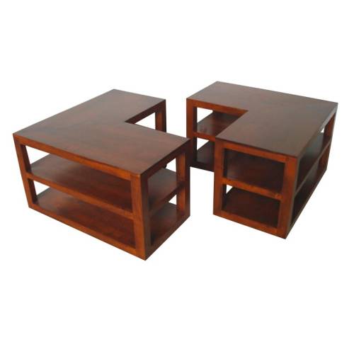 Table Basse Double Bois Massif Oméga - Contemporain