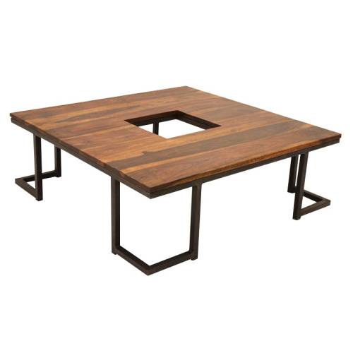 Table basse bois métal en Palissandre Vintage Loft - Industriel