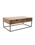 Table Basse Loft Fer Forgé Et Palissandre - meuble style industriel