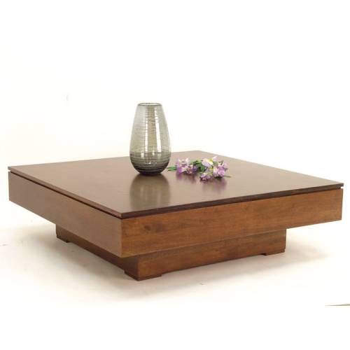 Table Basse Design Carrée Bois Massif Oméga - Contemporain