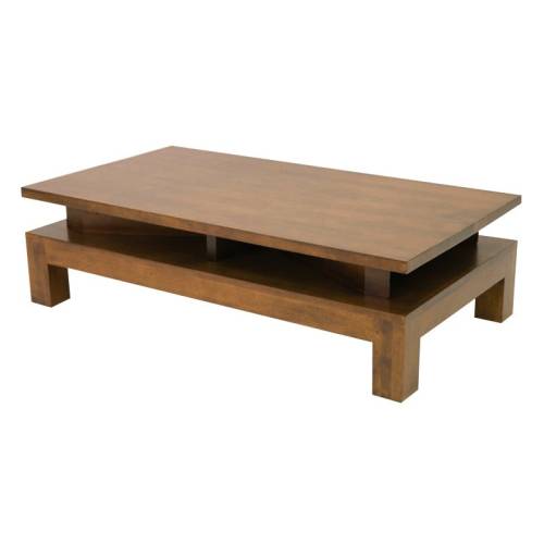 Table Basse Bois Massif Avec Rangement Rectangulaire Oméga - Contemporain