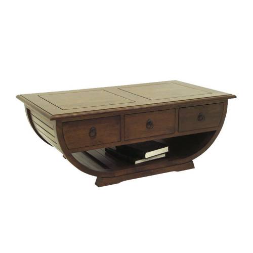 Table Basse Design Avec Rangement Bois Massif Panama - Classique chic
