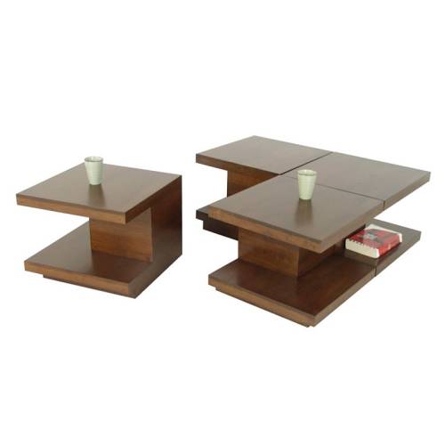 Table Basse Modulable 4 Éléments Bois Massif Carrée Oméga - Contemporain