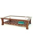 Table Basse Vitrée Chine Hévéa - meuble bois exotique