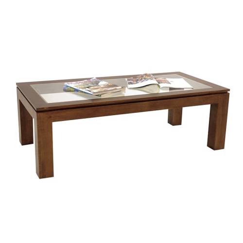 Table Basse Vitrée Rectangulaire Bois Massif Montréal - Contemporain