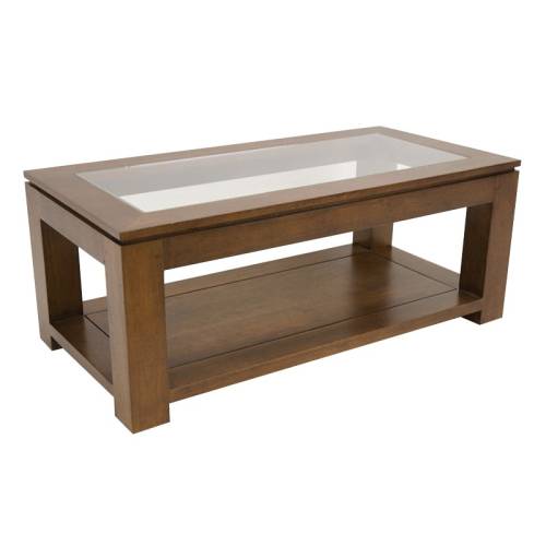 Table Basse Vitrée Rectangulaire Bois Massif Montréal - Contemporain
