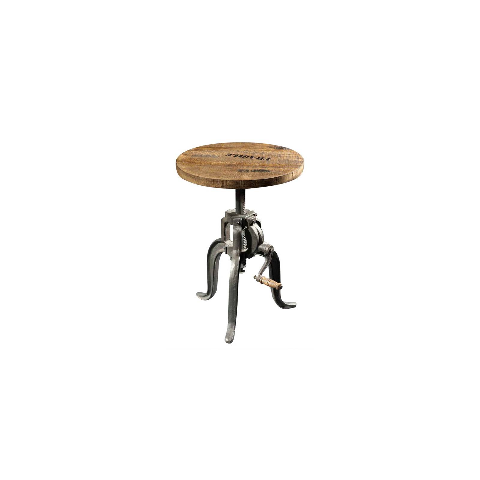 Tabouret Rond Factory Acacia - meuble style industriel