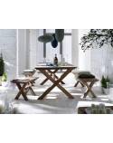 Table De Repas Croisillons Greenface Teck Recyclé - meuble bois recyclé