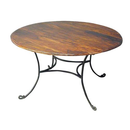 Table Ronde Fer forgé et Palissandre - meuble style romantique