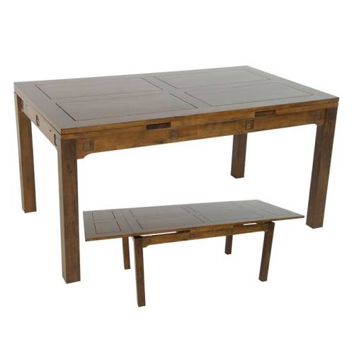 Table Rectangulaire à Rallonges Bois Massif Tanoa - Exotique