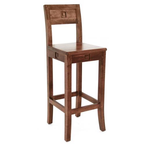 Tabouret de Bar en Bois Massif Avec Dossier Tanoa - Exotique