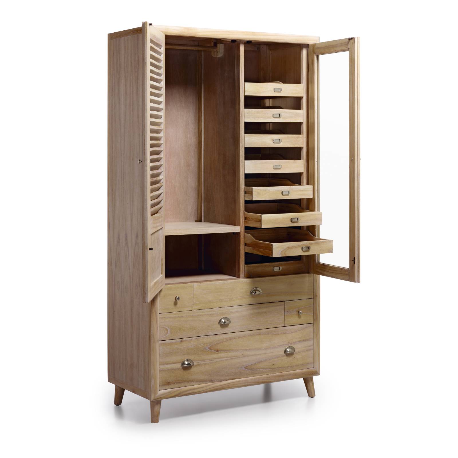 Armoire esprit rétro Oslo. Penderie haut de gamme en bois