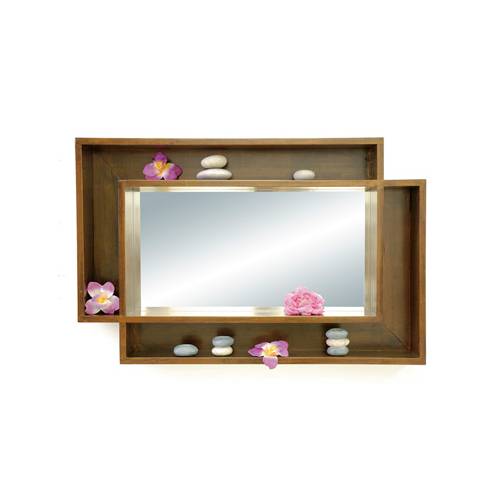 Miroir Étagère Bois Massif Oméga - Exotique