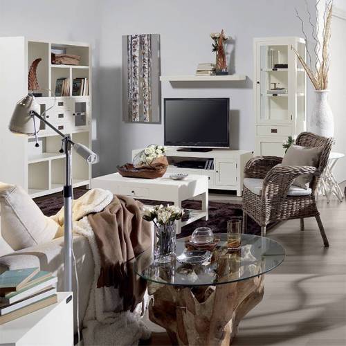 Table basse rectangulaire blanche Sydney Acajou - Classique chic
